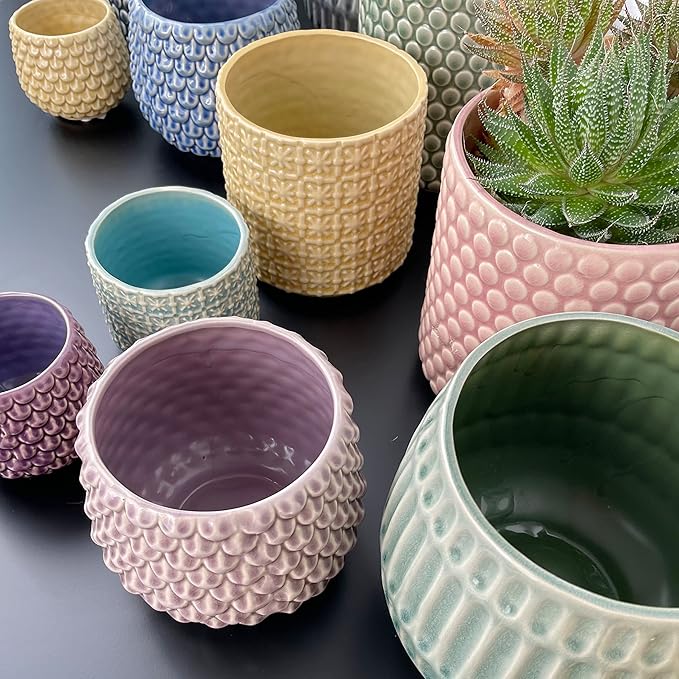 Bloomingville Stoneware Flower Pot Pinecone, Planter Cache Pot, Size M (5,25''), Green