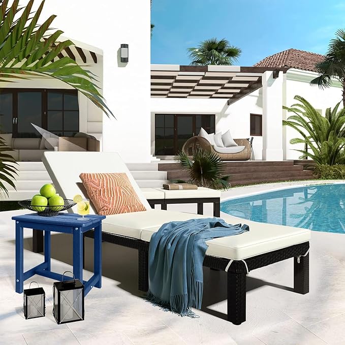 GARDENSTAR Adirondack Square Side Table,one-Tier Outdoor end Table, Patio Side Table for Pool,Porch,Backyard,Relaxing Companion (Blue)