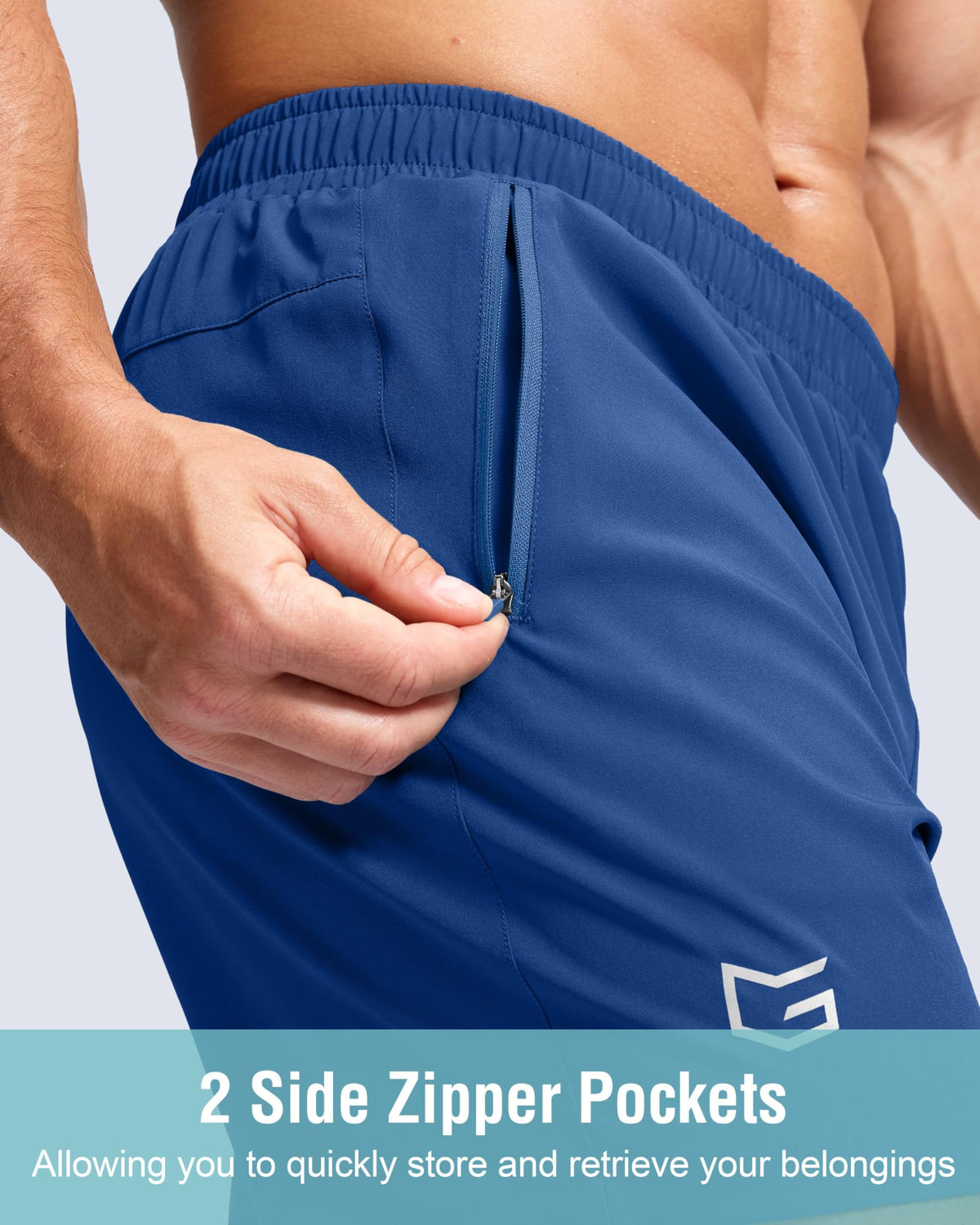 G Gradual Men's Athletic Running Shorts with Zipper Pockets Quick Dry 7"/ 5"/ 9" Workout Gym Shorts for Basketball Hiking(Royal Blue,7M)