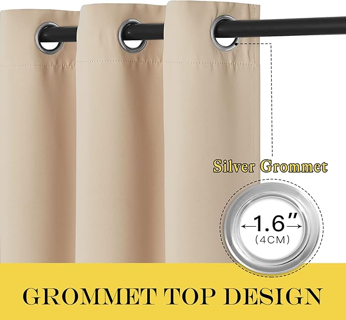 NICETOWN Room Darkening Biscotti Beige Curtain
