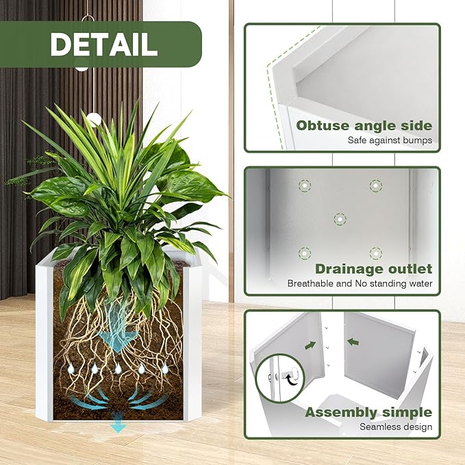 Steel Planter Box-26"x26"x26"-Large Square Planter Box-Outdoor Indoor-White Metal Planter Box Cube Steel Planters Heavy Duty Commercial Residential for Porch Patio Home Garden Hotel