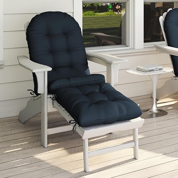 Adirondack Chair Cushion with Ottoman, Folding Adjustable Adirondack Seat Cushions, Waterproof Adirondack Patio Chair Pads for Garden, Deck, or Poolside, Small-Dark Blue-1