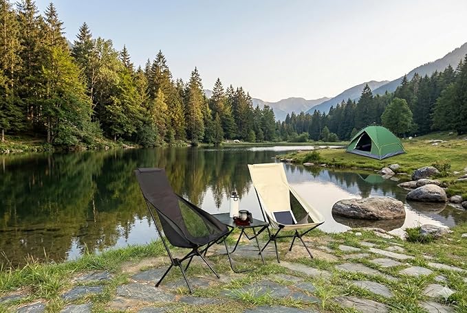 Wind Tour Portable Camping Chair Lightweight Foldable Outdoor Chair for Hiking Camp Backpacking Lawn Beach Fishing Picnic with Carry Bag (High-Back | White)