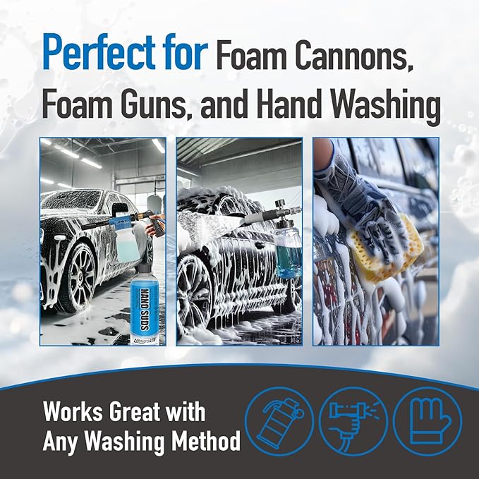 Nanoskin NANO SUDS Foaming Car Wash Shampoo 55 Gallons - Works with Foam Cannon, Foam Gun, Bucket Washes, Car Soap for Pressure Washer | Safe for Cars Trucks, Motorcycles, RVs & More | Fruity Scented