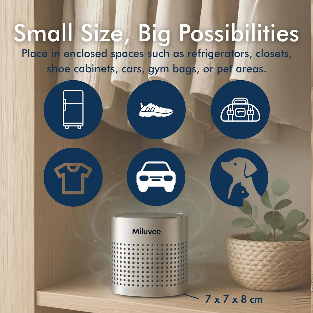 Premium Refrigerator Deodorizer, 10-Year Reusable Odor Eliminator for Car, Closet, Fridge, Shoe, Basement | No Power, No Refill, No Scent Air Purifier, Outperforms Baking Soda Charcoal Bags