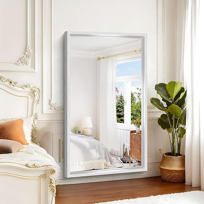 60x36 Inch Brushed Silver Bathroom Mirror, Large Rectangular Mirror