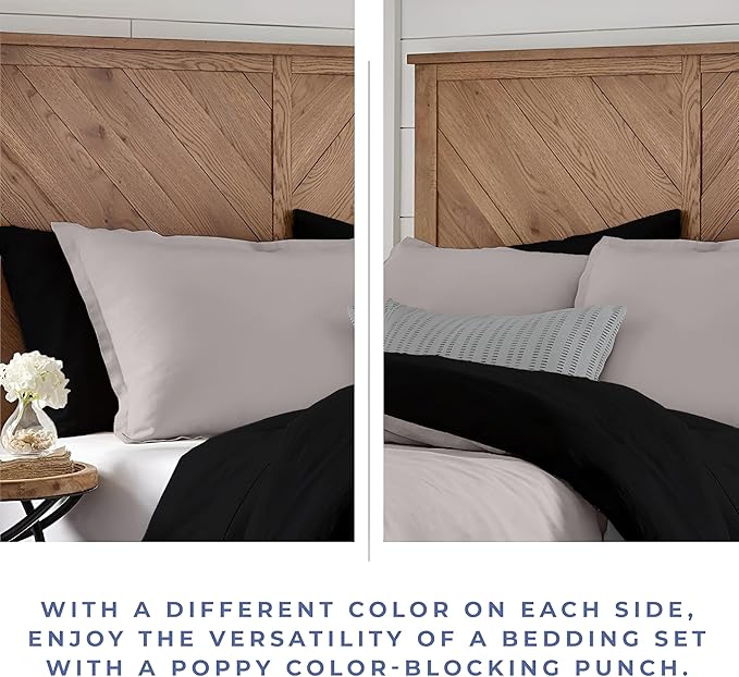 Kotton Culture 3 Pc King Size Duvet Cover Set- 100% Egyptian Cotton Sateen 600 Thread Count Ultra Soft Premium Durable Comforter Cover Zipper Closure & Corner Ties (Night's Shadow, King 102"x94")