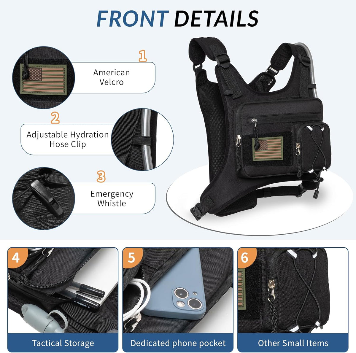 Runlight Running Vest - Lightweight Adjustable Hydration Pack with 1.5L Water Bladder & Reflective Design