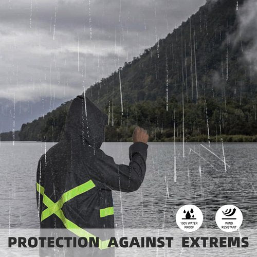 FWG Men’s Rain Suit For Fishing – Jackets with Pants & Hi-Vis Reflective, Ideal for Angler(Green-Reflective,XX-Large)