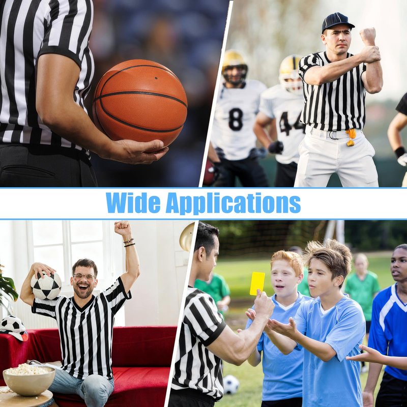 Referee Shirt, Basketball Referee Shirt Men, V-Neck Ref Shirt Black and White Stripe, Men’s & Women’s Short Sleeve Referee Costume for Basketball, Football, Soccer (XXL)
