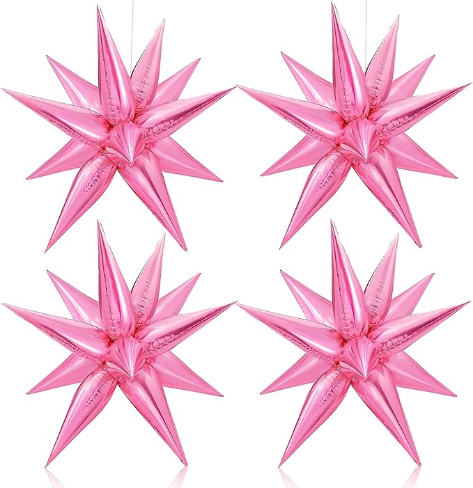 Katchon, Large Pink Star Balloons - 50 Pieces, 26 Inch | Pink Starburst Balloon | pink Spike Balloons for Baby Shower Decorations | Metallic pink Balloon for Bachelorette, Sweet 16 Party Deorations