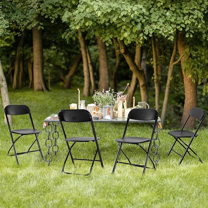 Sweetcrispy Folding Chair 16 Pack, Plastic Foldable Chairs with 330-Pound Capacity, Sturdy Metal Portable Chair, Easy to Use and Store, Outdoor and Indoor, for Home, Office, Party, Comfy, Black