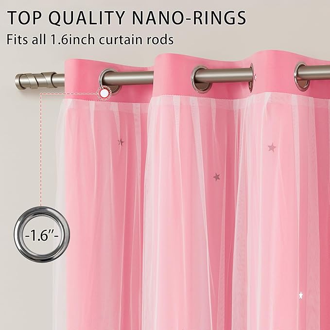 XiDi Pink Curtains for Bedroom Decor, Girls Room Blackout Curtains, Kids Room