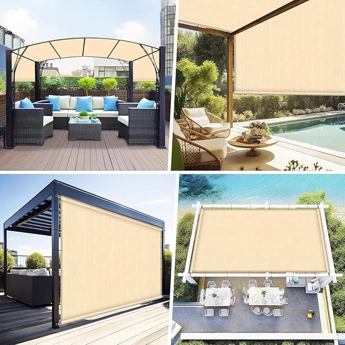 Shade&Beyond 6' W × 20' L Pergola Shade Cover Wheat Pergola Cover Canopy Replacement Shade Cloth for Garden, Patio, Deck, Porch with Grommets and Rods(Make Custom Size)