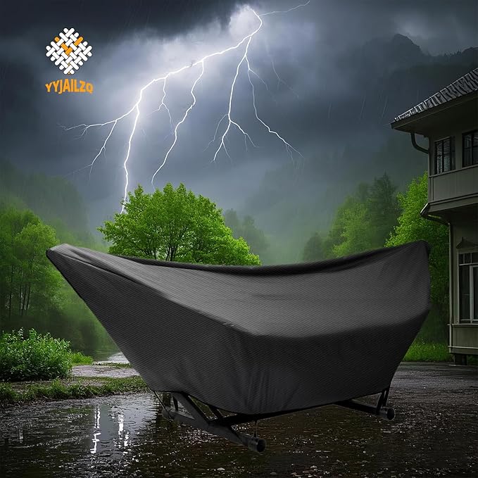 Hammock Cover Waterproof,10-15FT Outdoor Hammock Covers with Elastic Ropes,Adjustable Buckle and Zip,420D Oxford HammockBeds Cover for Garden,Patio,Beach Hammocks Stand (Black, 13-14FT)