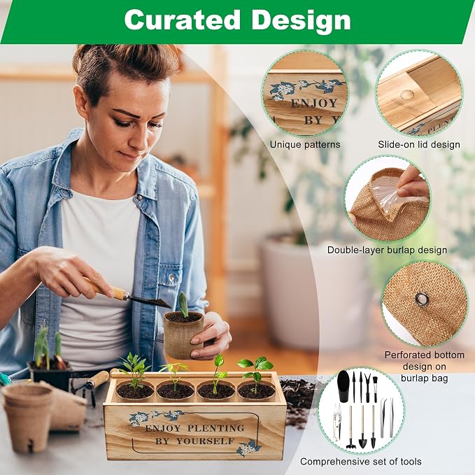 Bonsai Tree Starter Kit, Indoor Bonsai Tree Kit Meeting Planting and Caring Needs Curated Design for A Complete Gardening Experience for Enthusiasts-no Seeds Included