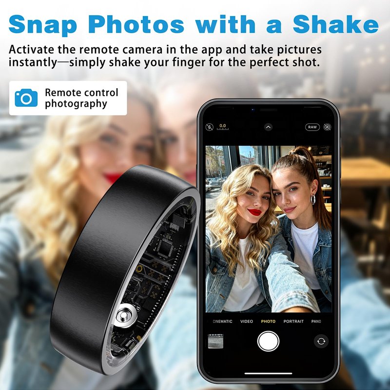 S SECRETTOP Smart Ring for Men Women, Fitness Ring with Sleep Tracker, IP68 Waterproof with Heart Rate, SpO2, Health Activity Trackers, Step Counting,Calorie Pedometer(Black 9)