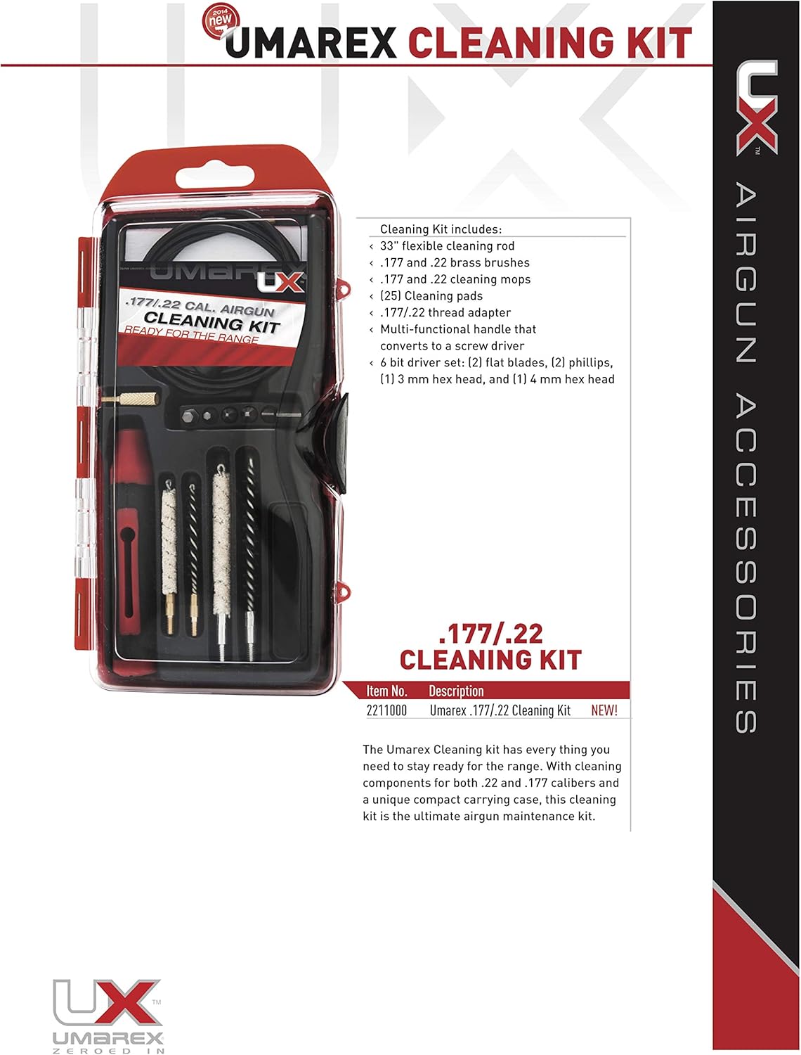 Umarex Air Gun Cleaning Kit for .177 & .22 Caliber - Rod, Brushes, Mops & More