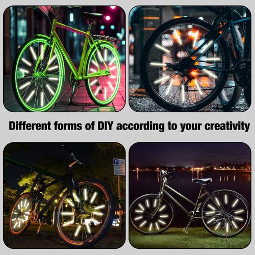 84 PCS Reflective Spoke Covers, Bike Spoke Reflector Bicycle Spokes Skins Wraps Bike Wheel Reflector Tube Spokes Covers Wheel Decoration Reflectors for Road Mountain Bicycle Motorcycle Dirt