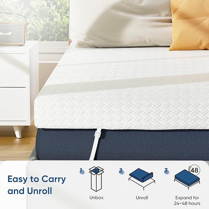 Memory Foam Mattress Topper Queen Size, 3 Inch Gel Infused Cooling Mattress Pad with Breathable Bamboo Cover, Pressure Relief & Machine Washable Bed Topper 60"x80"