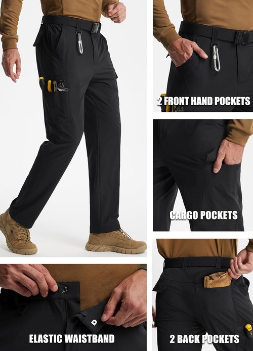 Libin Men's Cargo Pants - Water-Resistant Tactical Hiking Trousers with 9 Pockets | Stretch Fit