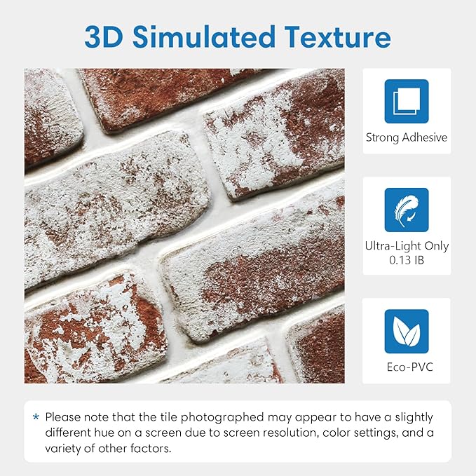 COMSTICKC 3D Faux Brick Wall Panels Peel and Stick, Small Size Self Adhesive
