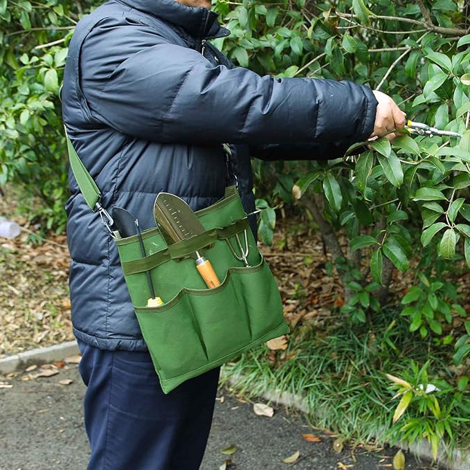Garden Pruning Tool Bag - Canvas Shoulder Crossbody Gardening Storage Bag