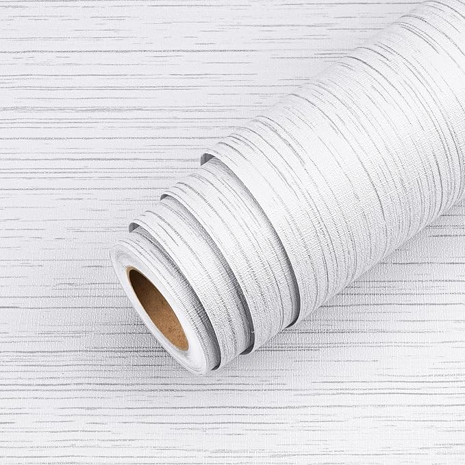 Livelynine 15.8x394 Textured Wallpaper Stick and Peel White Embossed Wallpaper