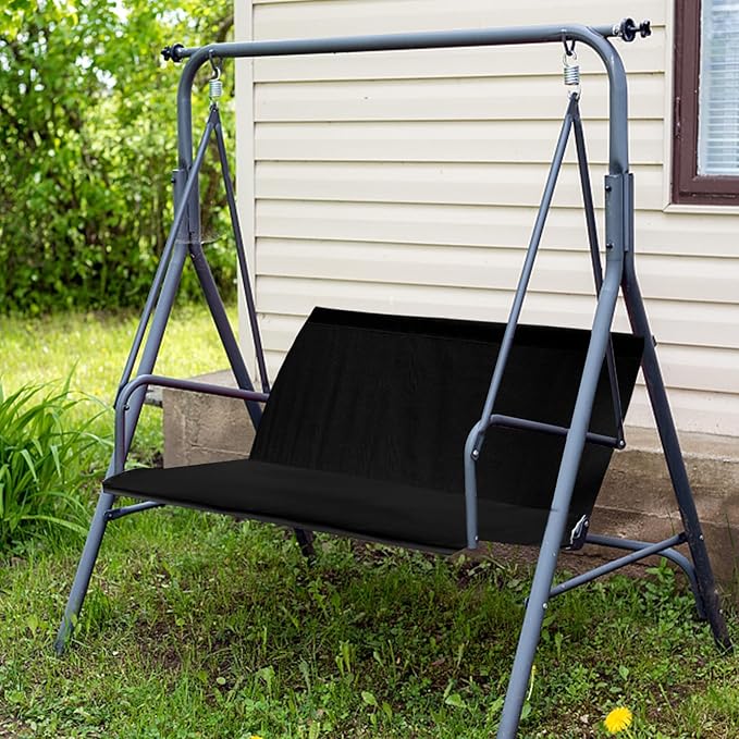 Outdoor Porch Swing Seat Cover Replacement,600D Thickened Oxford Waterproof Swing Replacement Fabric Cushion Covers for 3-Seater Patio Garden Yard Chair Bench (Black,45.3 x 18.9 x 18.9 Inches)