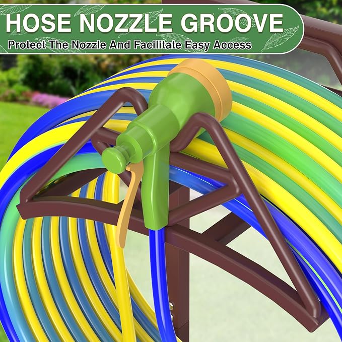 New Garden Hose Holder, Heavy Duty Freestanding Water Hose Holder Stand Holds 160-feet Hose, Detachable Hose Storage Reels Hanger Rack for Outside Yard Lawn Farm, Bronze