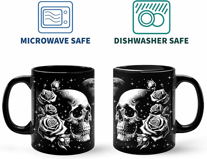 Roses And Skull Mug 11Oz Goth Gifts for Women Skull Gifts for Women Witchy Home Decor Halloween Mug - Goth Decor Gothic Cup Halloween Decorations