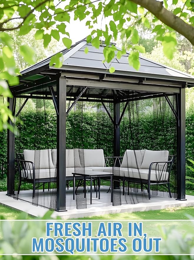 ANPHSIN 2 Pcs 13x10ft Nearly Invisible Mosquito Net for Patio - Mesh Netting Screen for Outdoor Garden Porch Balcony, Protects Skin & Plants from Bugs, Birds, Black