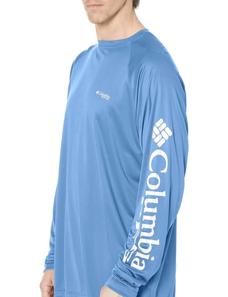 Columbia Men's PFG Terminal Tackle Long Sleeve Fishing Shirt, White Cap/White Logo, X-Large Tall