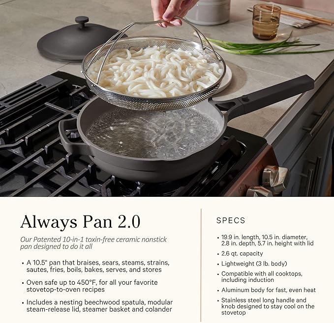 Our Place Cookware Duo - 7-Piece Set Including the Always Pan, Perfect Pot and Spatulas | Multifunctional, Toxin-Free Nonstick | Heat Safe up to 450°F | Oven, Stove, Induction Compatible | Blue Salt