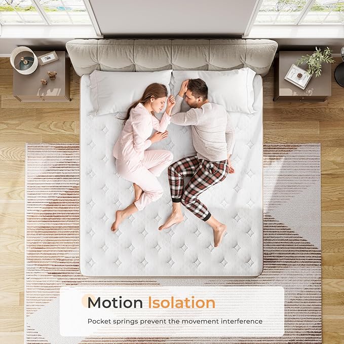 Vesgantti Twin XL Mattress, 12 Inch Memory Foam Hybrid Mattress in a Box with Individual Pocket Spring, Twin XL Size Mattress for Pressure Relief, Motion Isolation, Medium Firm Support