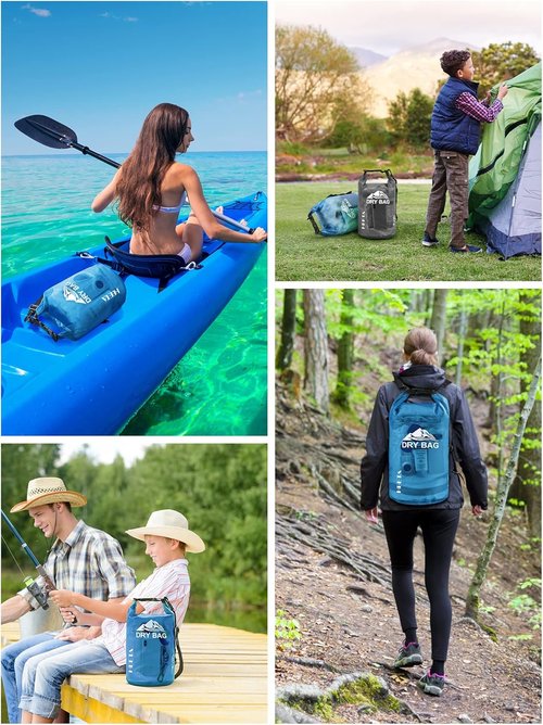 HEETA Waterproof Dry Bag - Transparent Blue 5L with Fish Scale & Backlit LCD Display