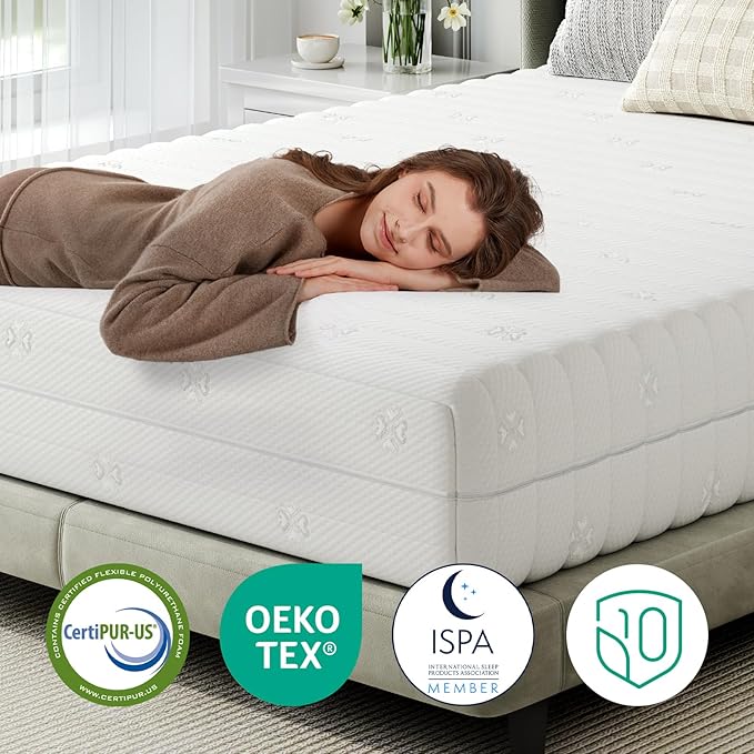 Novilla Queen Mattress, 12 Inch Mattress Queen Size, Comfort Foam Mattresses with Air Cutting Design & Breathable Cover for Cooling Night Sleep & Pressure Relief, CertiPUR-US Certified