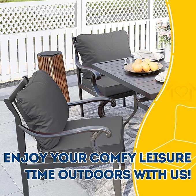 AAAAAcessories Outdoor Seat Cushions for Chairs, Fade-Resistant, Waterproof Patio Furniture Replacement Cushions, 22" x 22" x 3" + 22" x 17", Dark Gray