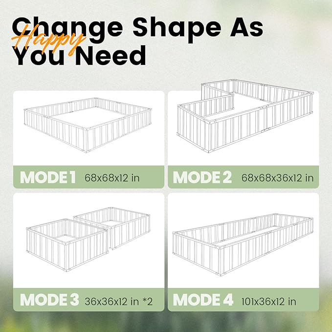 KING BIRD Raised Garden Bed 101" x 36" x 12" 4 Installation Methods for DIY Galvanized Steel Metal Planter Kit Box with 2 Pairs of Gloves (Dark Grey)