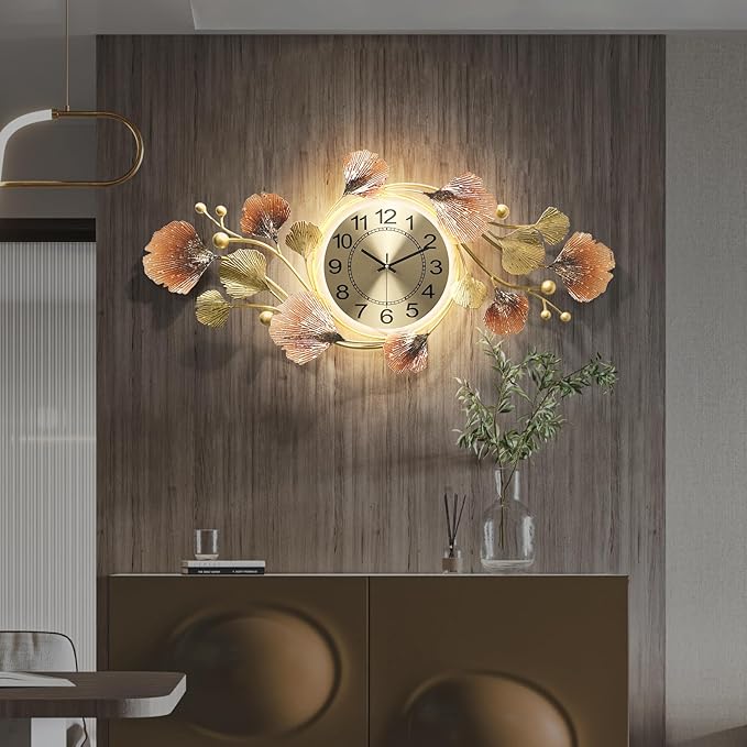 Modern 35''x20'' Metal Wall Clock Featuring a Silent Movement and Creative