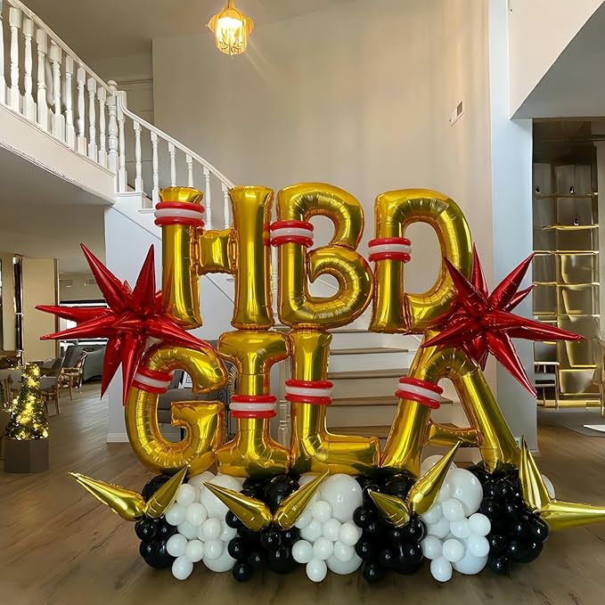 Giant X Alphabet Balloon Letters, Gold Self Inflating Custom Letter Balloons Birthday Decor, 40 Inch Helium Mylar Foil Name Word Balloons for Girls Men Anniversary Party Graduation Decoration Supplies