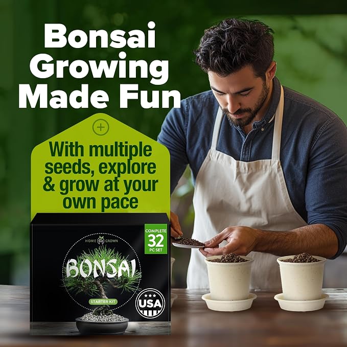 Bonsai Tree Kit Gifts for Men & Women - Grow 4 Bonsai Trees - Unique Gardening Crafts for Adults, DIY Hobbies for Plant Lovers & Gardeners - Unusual Christmas Gift Ideas for Mom & Dad