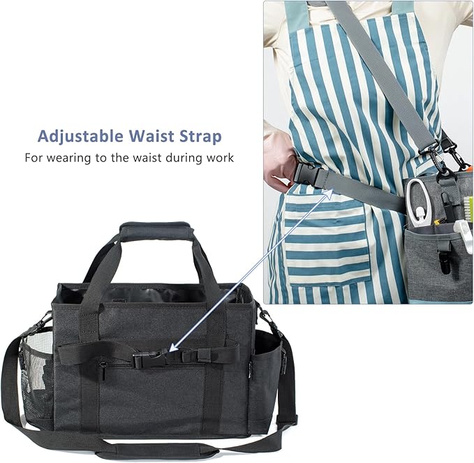 Large Cleaning Caddy for Cleaning Suppliers Organizer,15" Storage Organizer for House Clean Essential, Wearable Cleaing Bag, Storage Caddy for Housekeeping