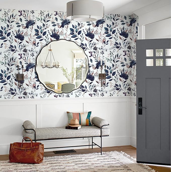 Yasinet Navy Blue Peel and Stick Wallpaper Blue Floral Wallpaper Vintage