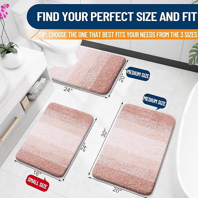 OLANLY Bathroom Rugs Mat 70x24, Extra Soft Absorbent Microfiber Bath Rugs, Rubber Backing, Quick Dry, Machine Washable Bath Mats for Bathroom Floor, Tub and Shower, Home Decor Accessories, Peach