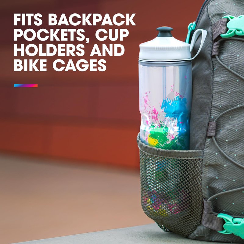 HydraPak | Polar Bottle - Polar Sport Insulated Water Bottle - BPA-Free, Sport & Bike Squeeze Bottle with Handle (Splash Multi, 600ml / 20oz)