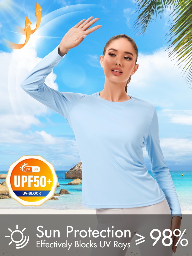 NebuKinex 2 Pack Rash Guard for Women UPF 50+ Sun Shirts UV Protection Long Sleeve Workout Tops Lightweight Quick Dry Swim Hiking Shirt Large