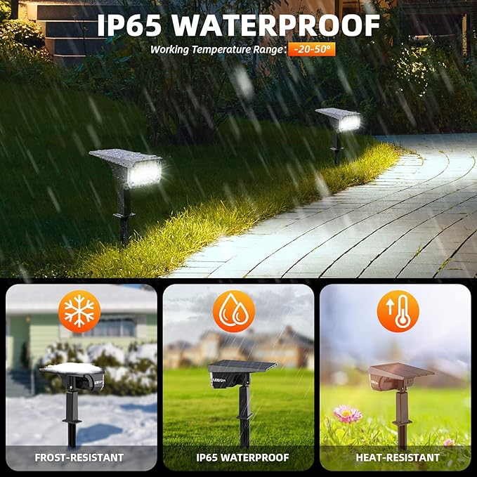 Solar Spot Lights Outdoor Landscape Lights, IP65 Outdoor Waterproof Spotlights, 40 LED's Outdoor Solar Lights for Yard Palm Trees Driveway Patio Pool 10 Pack
