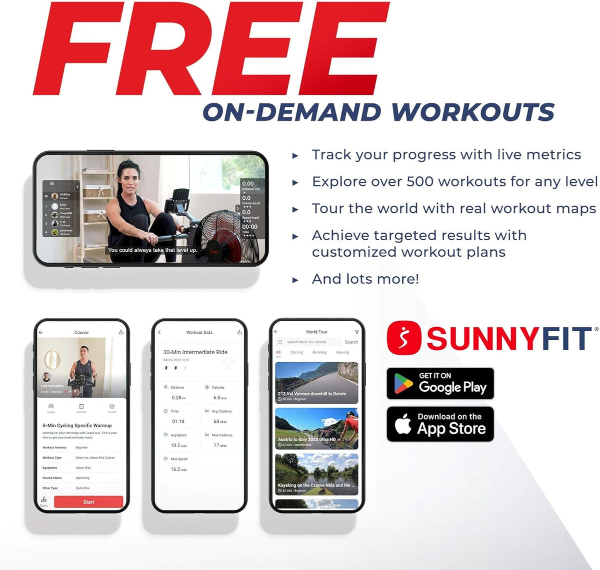 Sunny Health & Fitness Foldable Rowing Machine for Home - Full-Body Low-Impact Workout, Quiet Operation & Free SunnyFit App