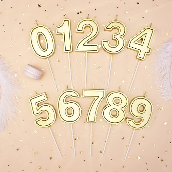 PHD CAKE 2.76 Inch Luxe Gold 2 Number Birthday Candles, Gold Number Candle, Cake Number Candles, Party Celebration